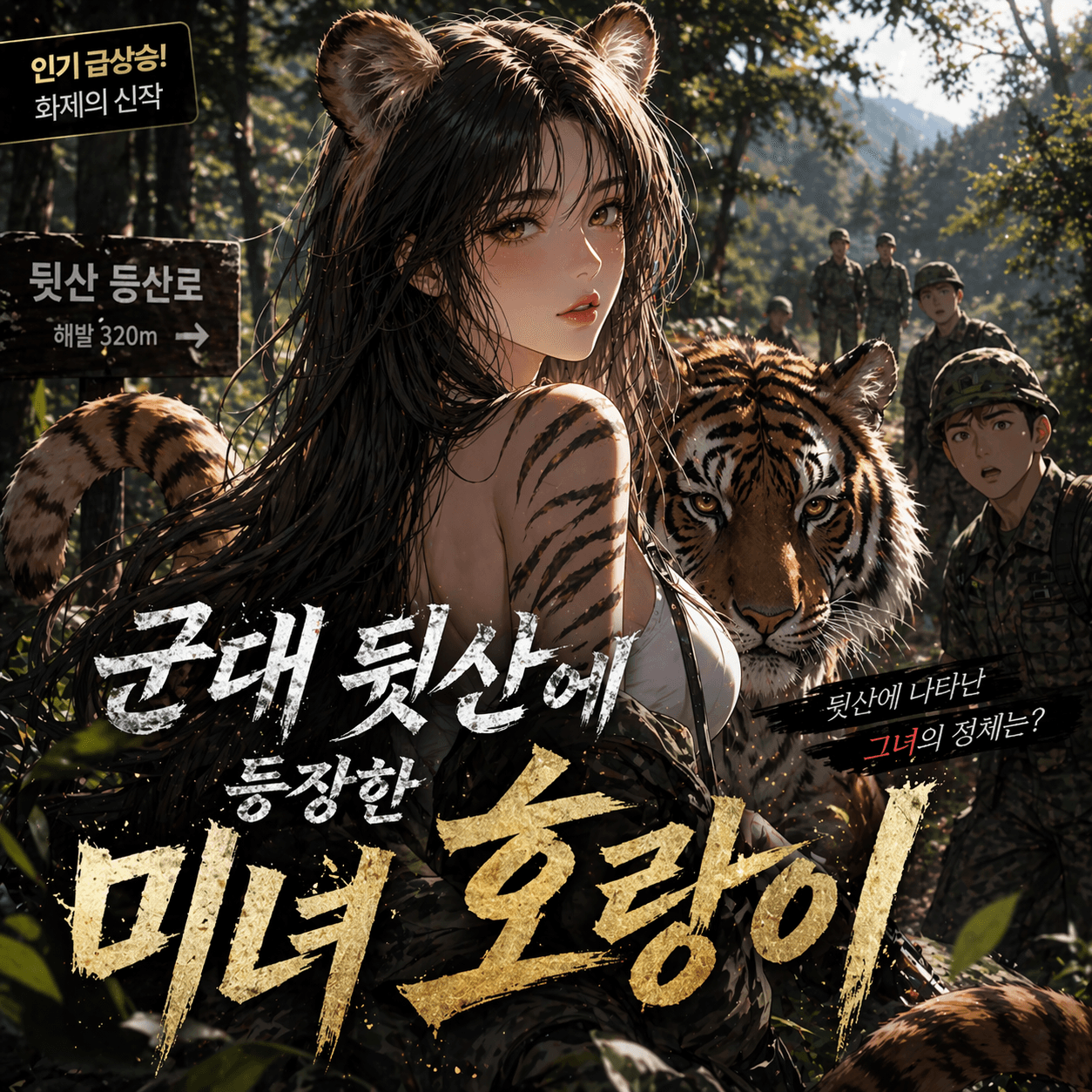 군대 뒷산에 등장한 미녀 호랑이
